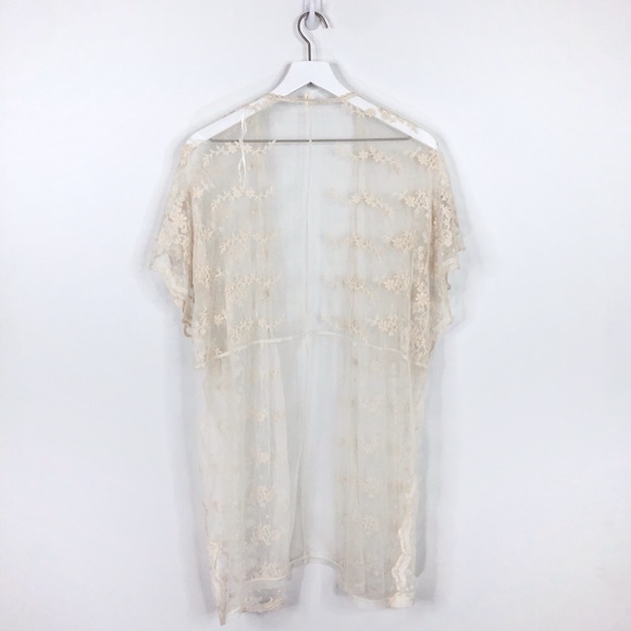 SOLD Haute Society Cream Floral Lace Sheer Boho Kimono - Picture 5 of 7